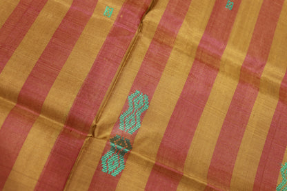 Banana Silk  Saree Blue with Mustard (WITHOUT BLOUSE)