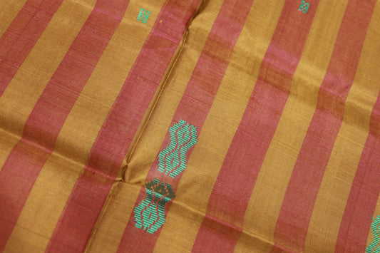 Banana Silk  Saree Blue with Mustard (WITHOUT BLOUSE)