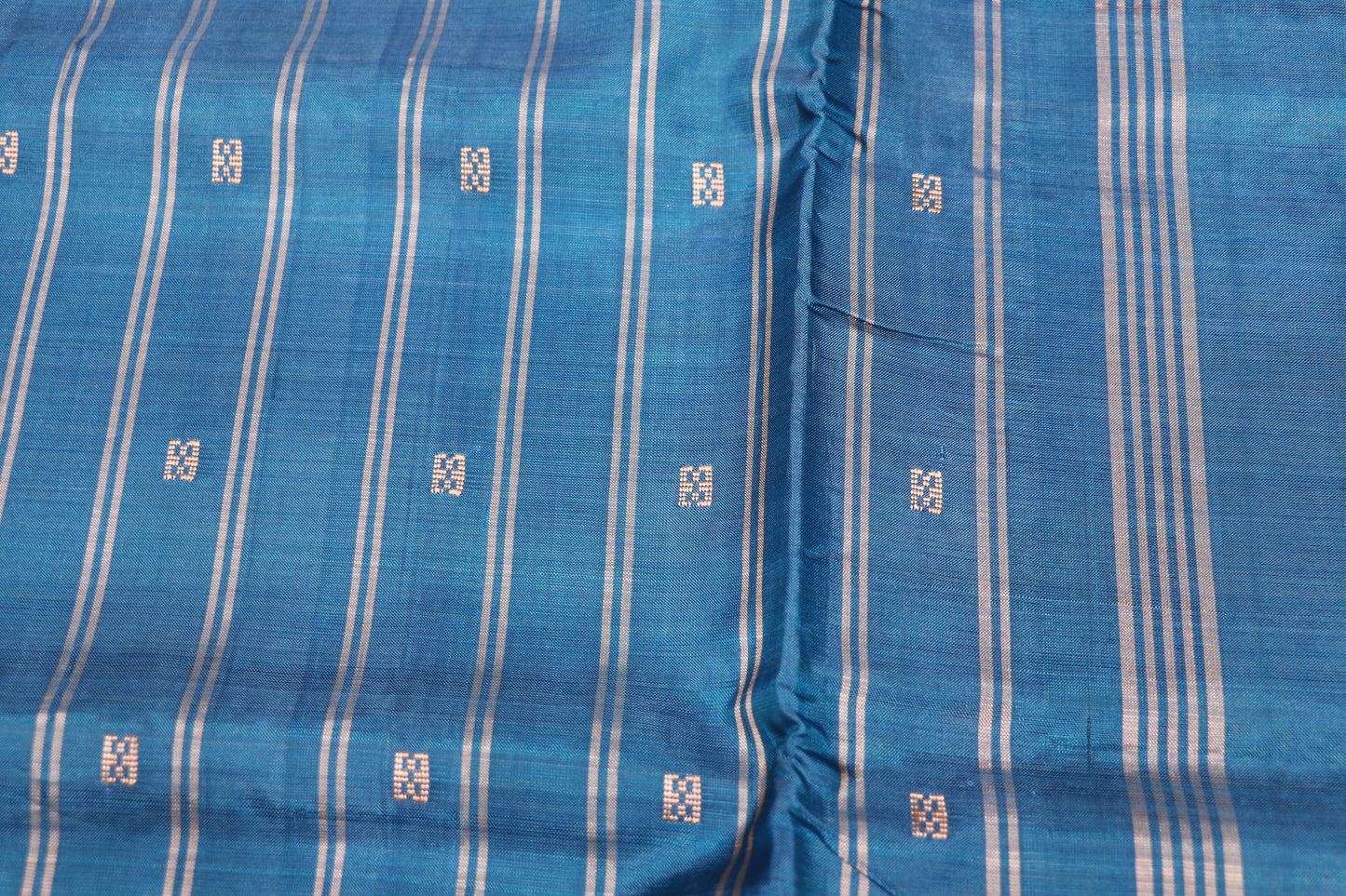 Banana Silk  Saree Blue with Mustard (WITHOUT BLOUSE)