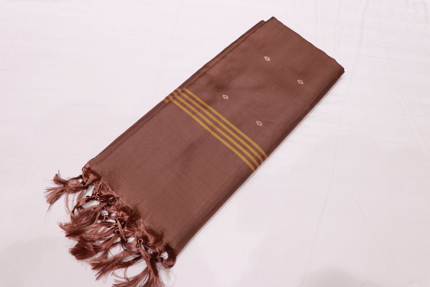 Banana  Silk  Saree Brown With Violet  (WITHOUT BLOUSE)