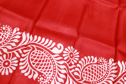 Pure Tusser Saree Red Colour