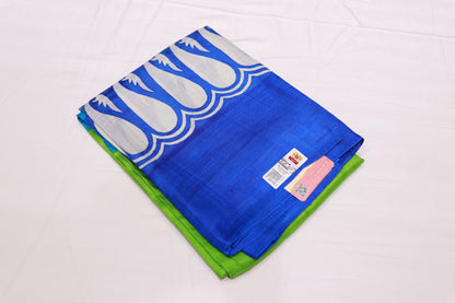 Pure Tassuer Saree Green With Blue - Vaishali Silks