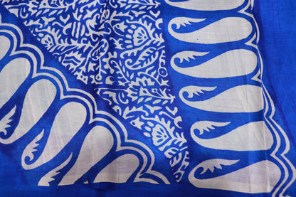 Pure Tassuer Saree Green With Blue - Vaishali Silks
