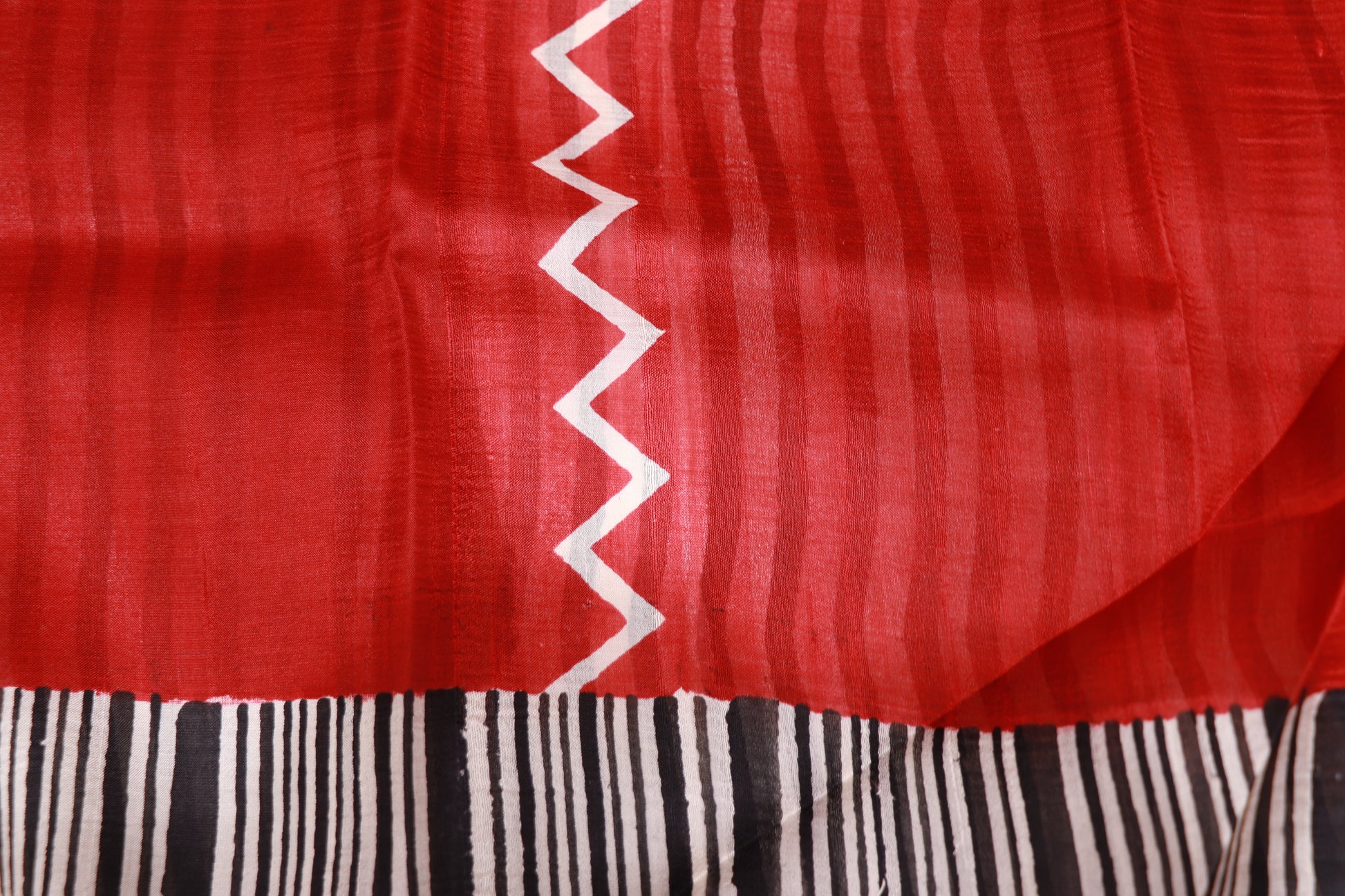 Pure Tusser Saree Red With Black - Vaishali Silks