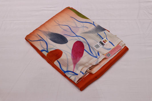 Pure Tusser  Saree  Orange Coloure