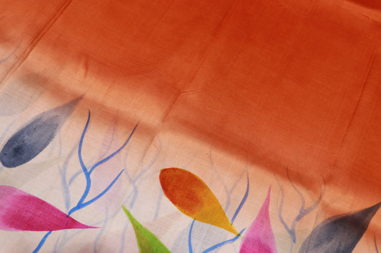 Pure Tusser  Saree  Orange Coloure