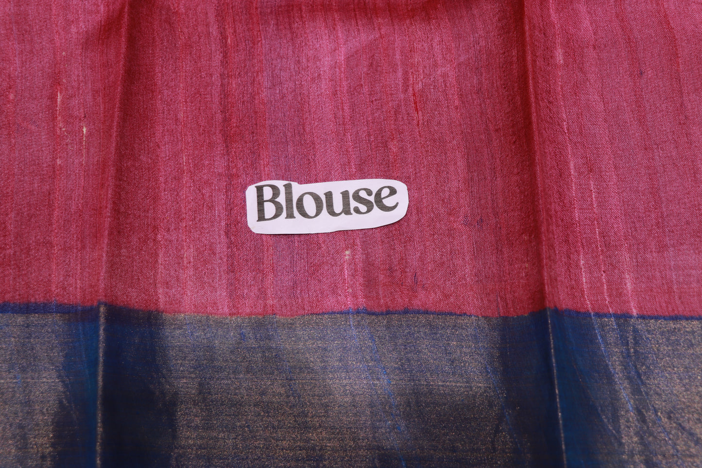Pure Tusser Saree Pink With Blue Colour