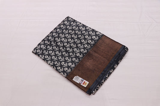 Pure Tusser Saree Black Colour