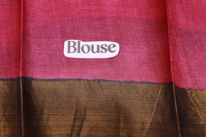 Pure Tusser Saree Blue  With Black