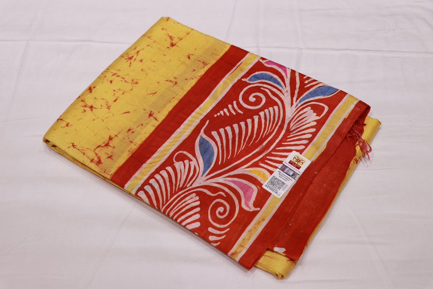 Pure Tusser Saree  Yellow With Red colour