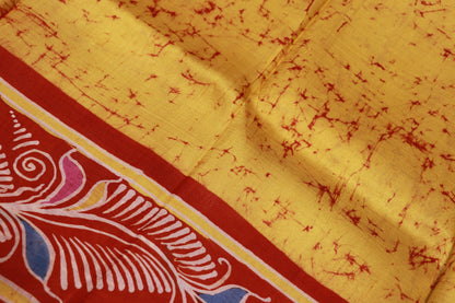 Pure Tusser Saree  Yellow With Red colour