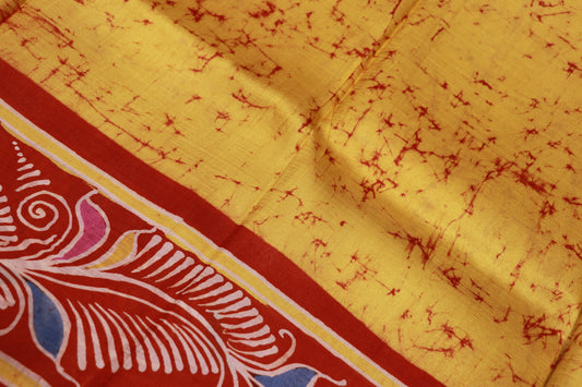 Pure Tusser Saree  Yellow With Red colour