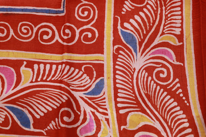 Pure Tusser Saree  Yellow With Red colour