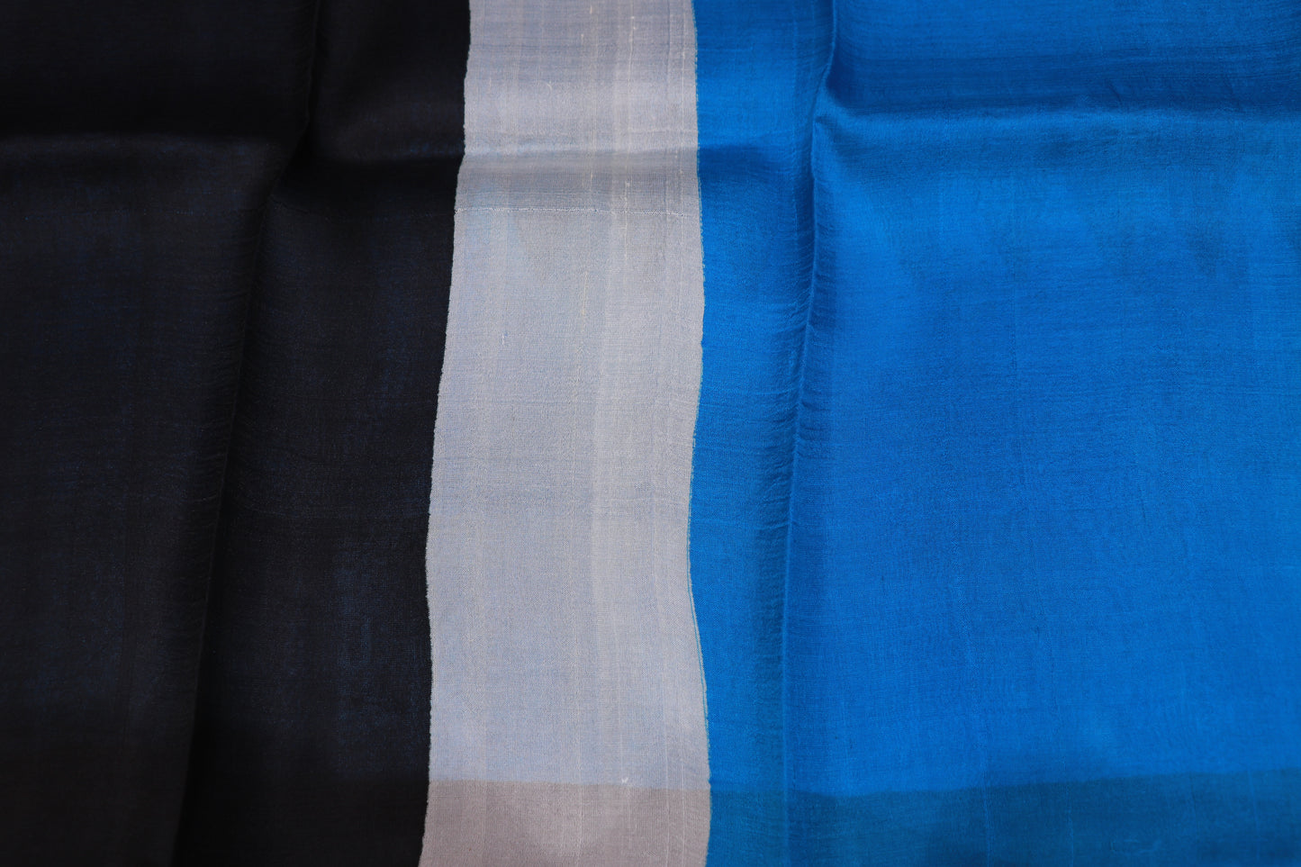 Pure Tusser Saree Blue With Black Colour - Vaishali Silks