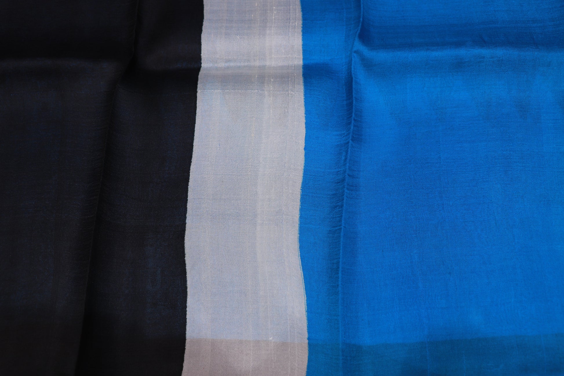 Pure Tusser Saree Blue With Black Colour - Vaishali Silks