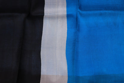 Pure Tusser Saree Blue With Black Colour - Vaishali Silks