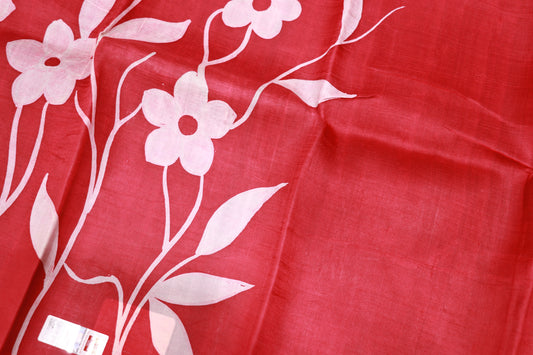 Pure Tusser Sree  Red With   Black Colour
