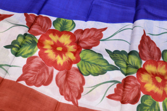 Pure Tusser Saree Blue Colour