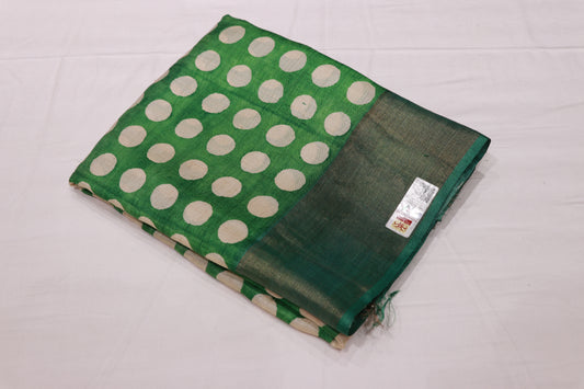 Pure  Tusser Parrot Green  Colour