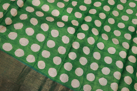 Pure  Tusser Parrot Green  Colour