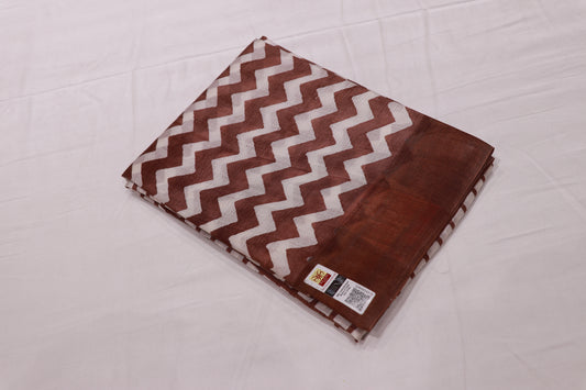 Pure  Tusser White With Brown Colour
