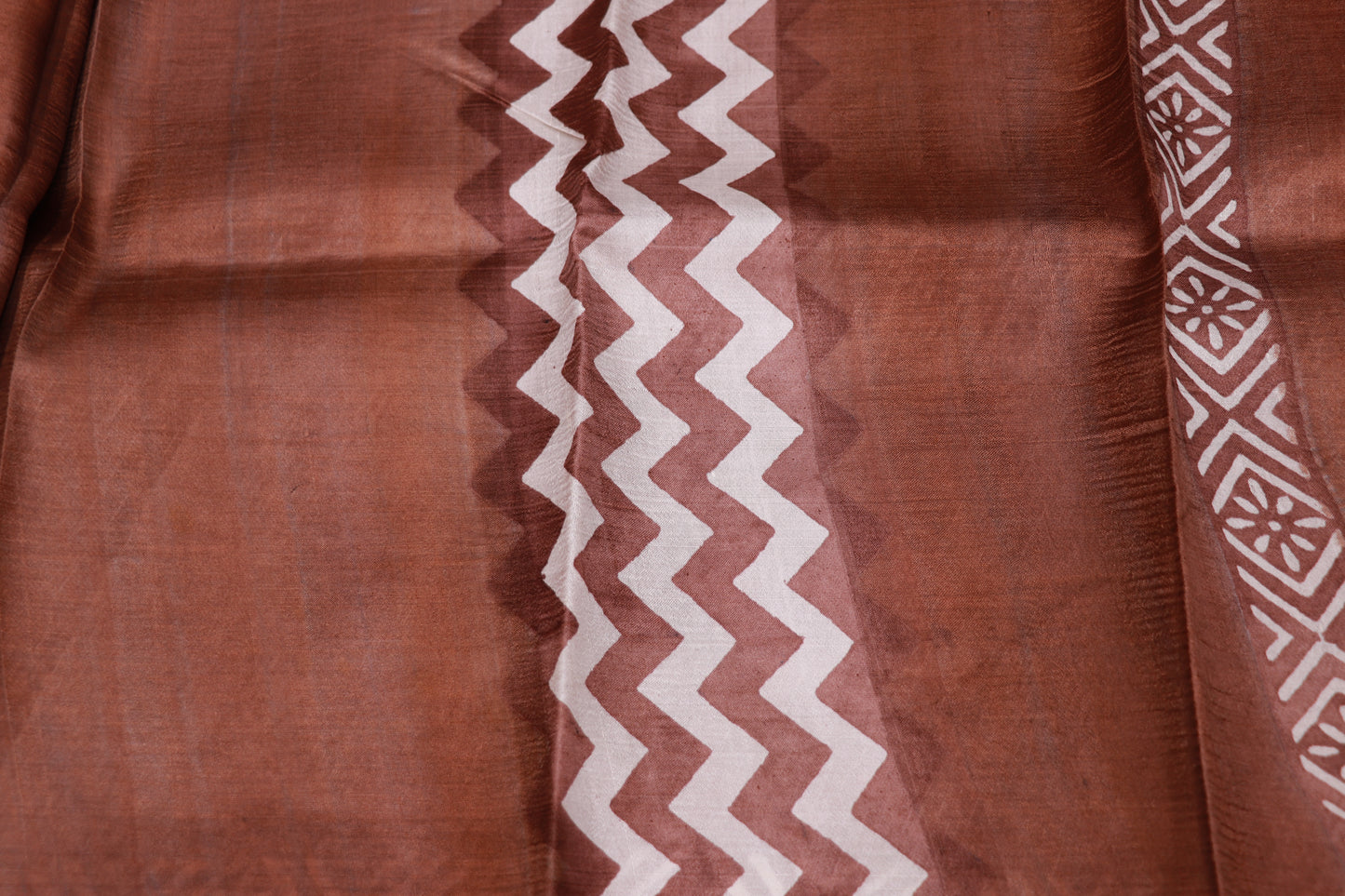 Pure  Tusser White With Brown Colour