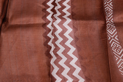 Pure  Tusser White With Brown Colour