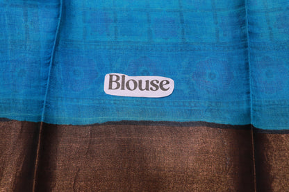 Pure  Tusser  Blue  With Pink Colour