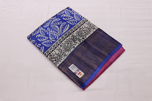 Pure  Tusser Voilet  With Blue Colour