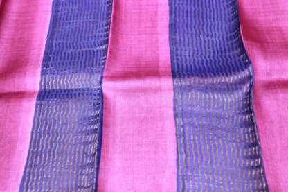 Pure  Tusser Voilet  With Blue Colour