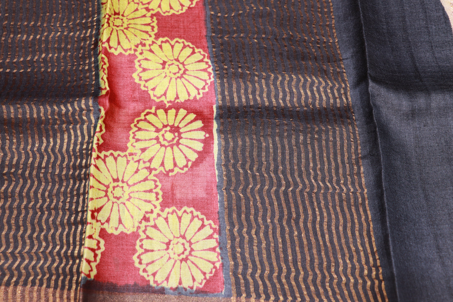Pure  Tusser Red  With  Yellow  Colour