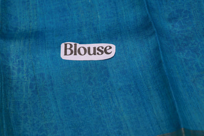 Pure  Tusser Half White With  Blue Colour
