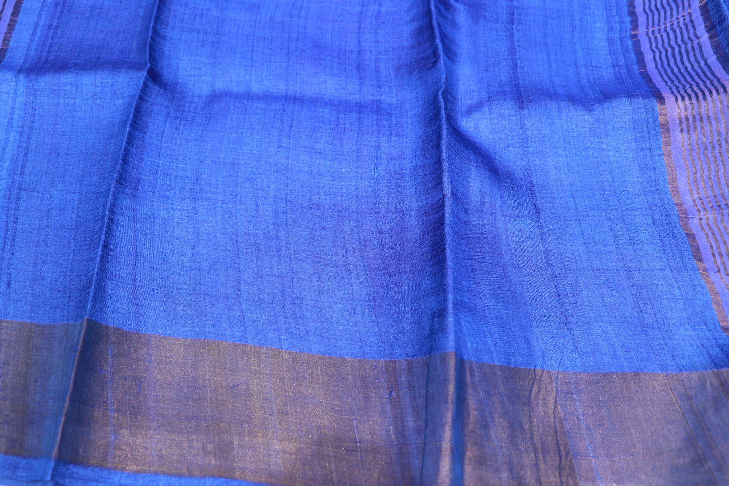 Pure  Tusser Half White  With Blue Colour