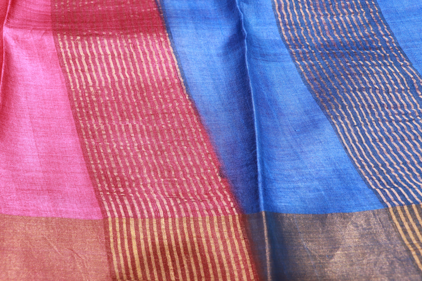 Pure  Tusser  Pink With Half  White Colour