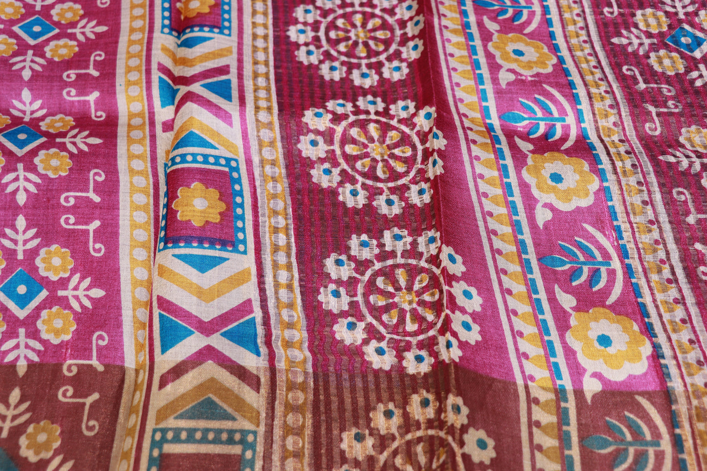 Pure  Tusser  Pink With Voilet Colour