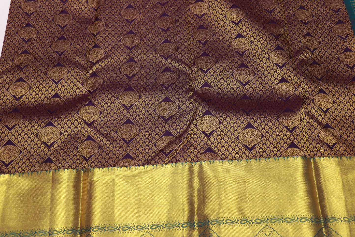 Pure Silk  Saree  Brown With  Blue  Colour