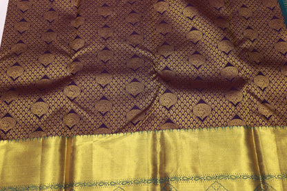 Pure Silk  Saree  Brown With  Blue  Colour