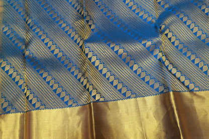 Pure Silk saree Gold With  Blue  Colour