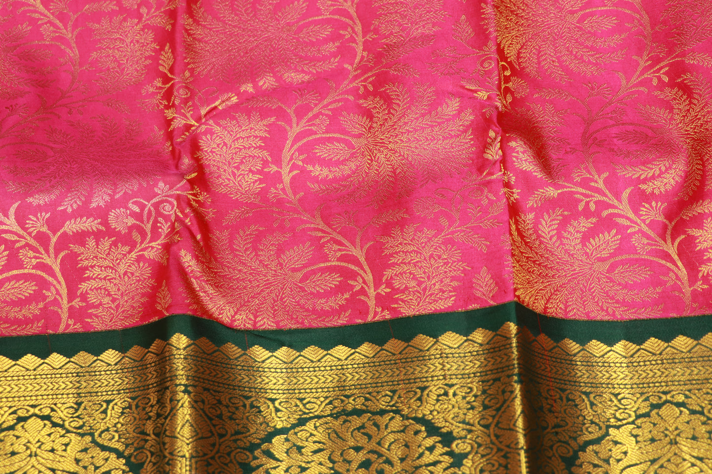 Pure Silk saree Pink  With Green Colour