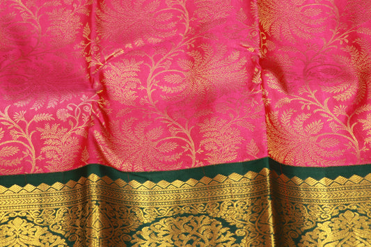 Pure Silk saree Pink  With Green Colour