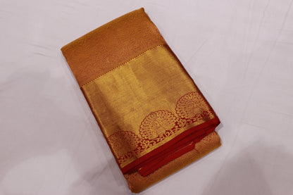 Pure Silk saree Yellow  With  Red Colour