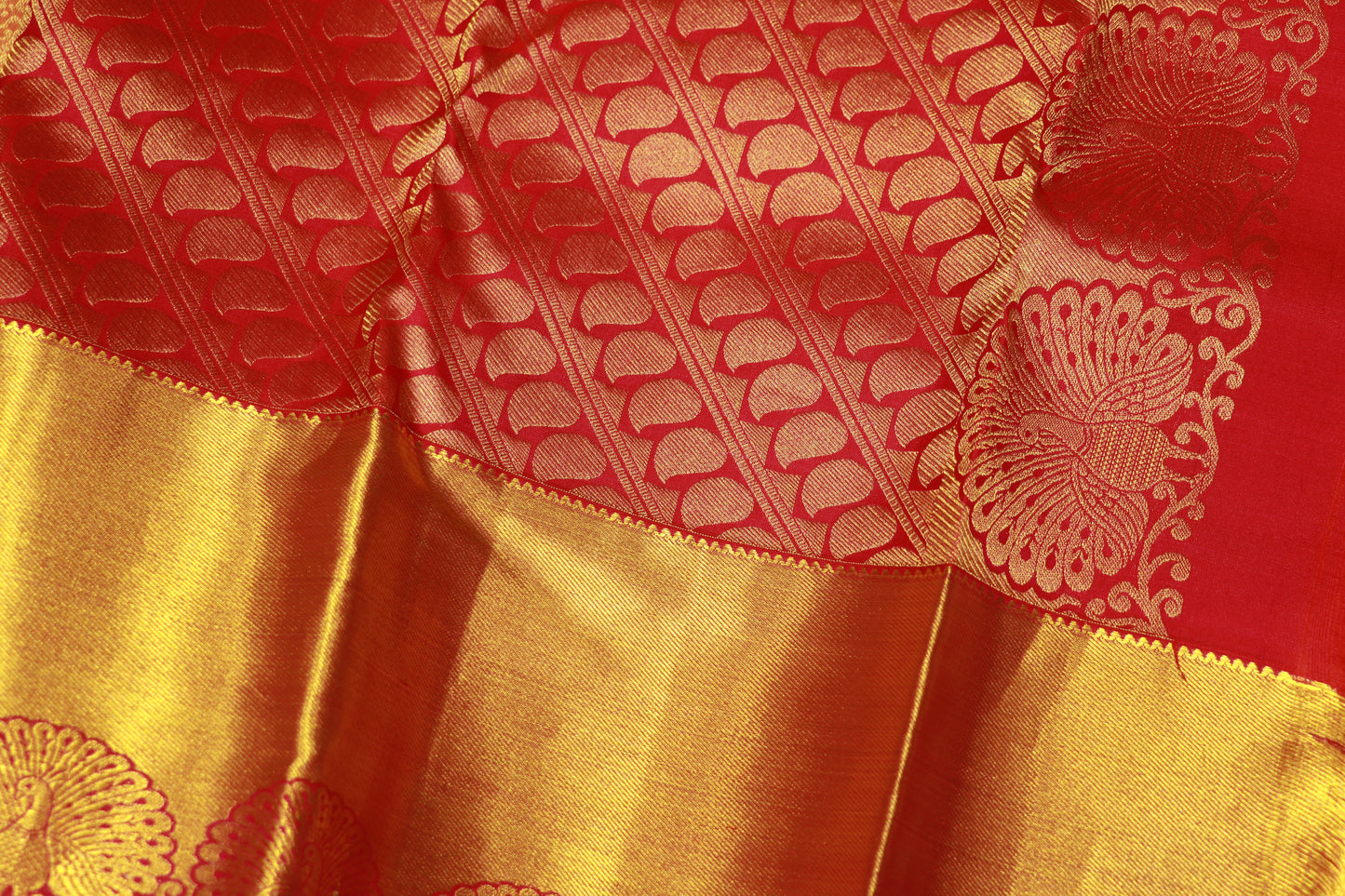 Pure Silk saree Yellow  With  Red Colour