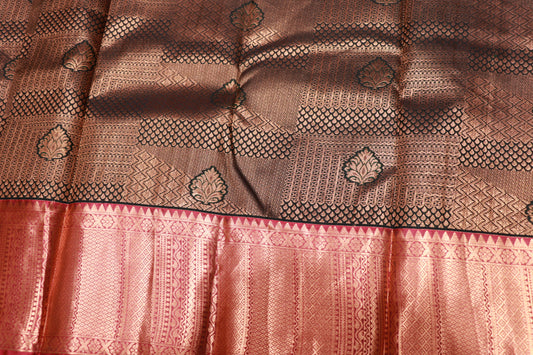 Pure Silk saree Dark Green colour