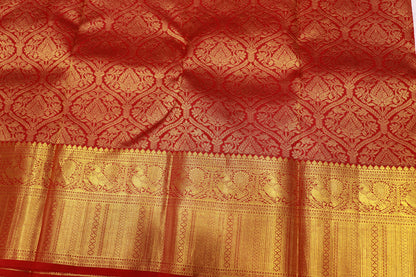 Pure Silk Saree Red With Gold Colour