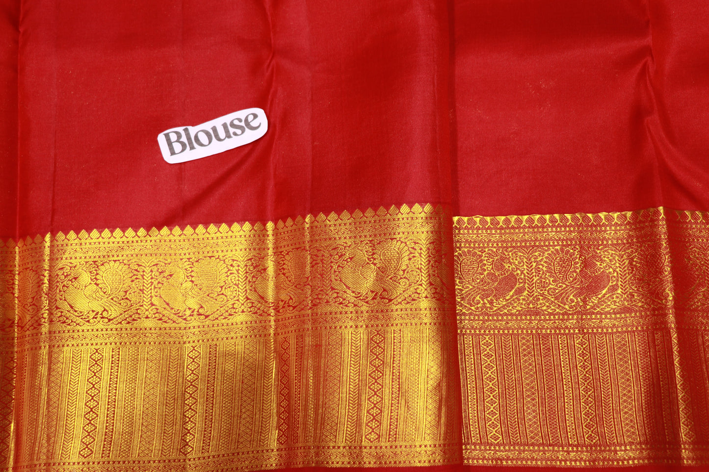 Pure Silk Saree Red With Gold Colour