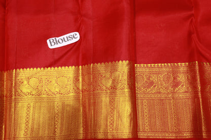 Pure Silk Saree Red With Gold Colour