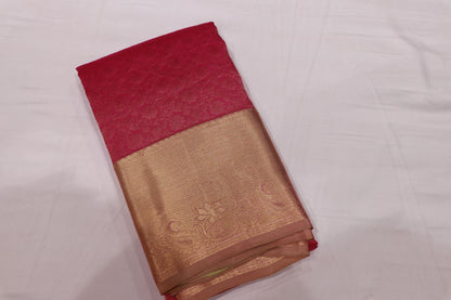 Pure  Silk  Saree Pink  With Sandal  Colour