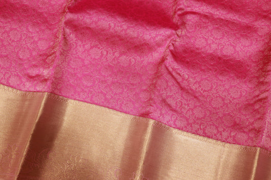 Pure  Silk  Saree Pink  With Sandal  Colour