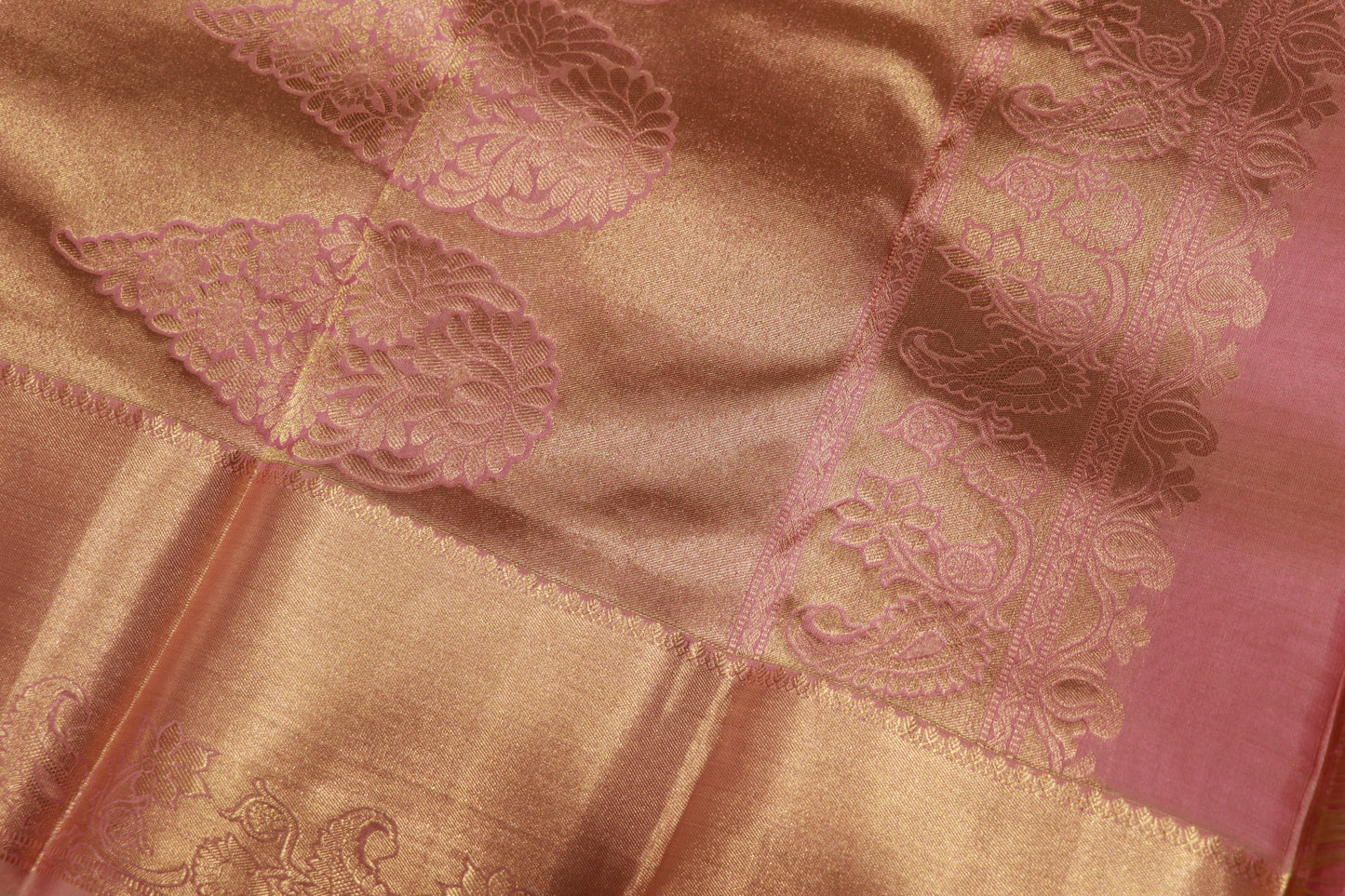 Pure  Silk  Saree Pink  With Sandal  Colour