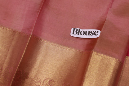 Pure  Silk  Saree Pink  With Sandal  Colour